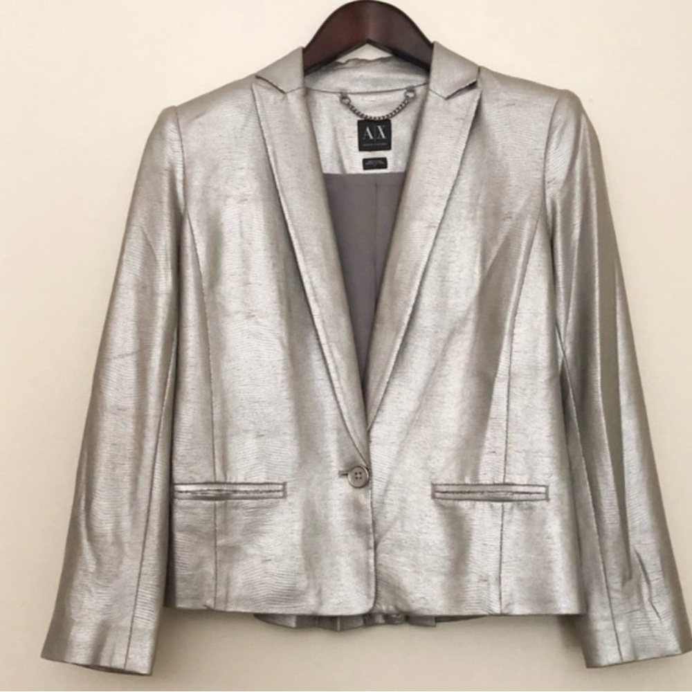 Armani Exchange Silver Metallic Embossed Blazer